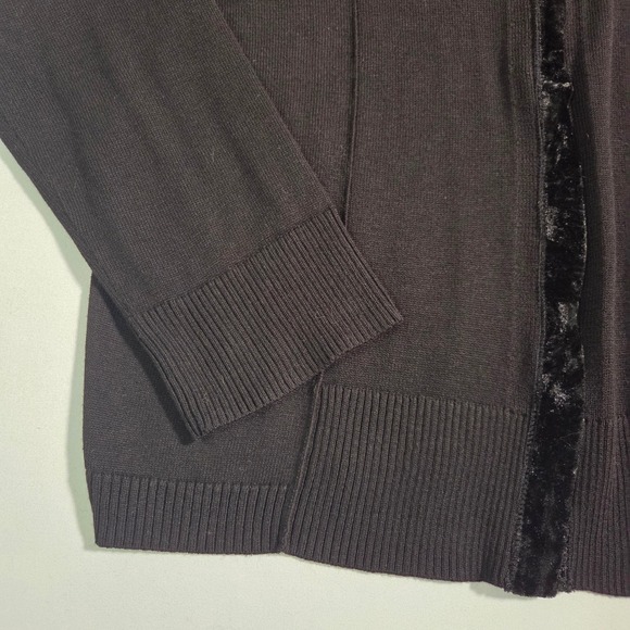 NIC+ZOE Black Velvet Trim High Neck Knit Cardigan Sweater Women's M - Picture 6 of 10